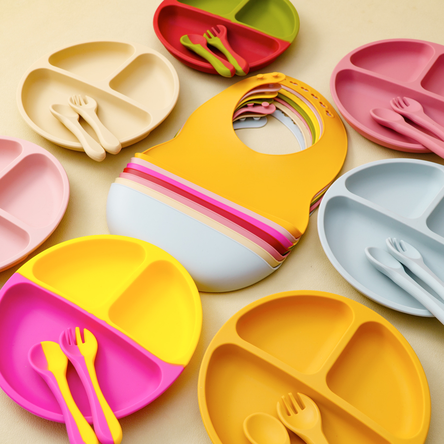 4PCS Baby Silicone Tableware S - đánh giá và giá Waterproof Baby Bibs Silicone