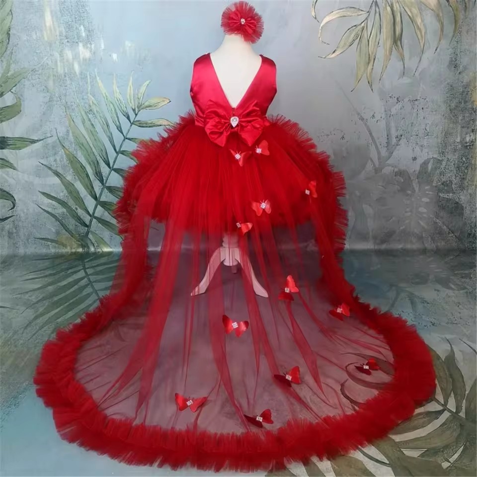 Customized Red Flower Girl Dre - đánh giá và giá Toddler Girl Tulle Party Dress
