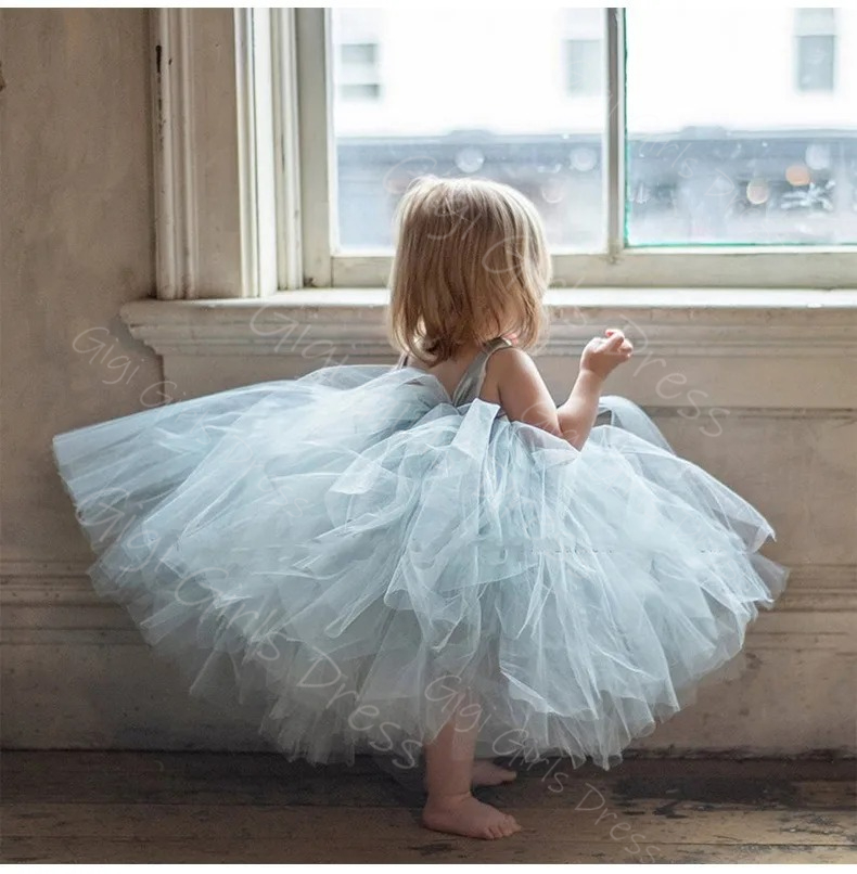 Blue Flower Girl Dress for Wed - đánh giá và giá Toddler Girl Tulle Party Dress